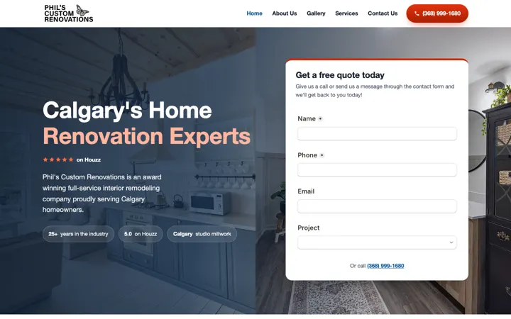 Phil's Custom Renovations website